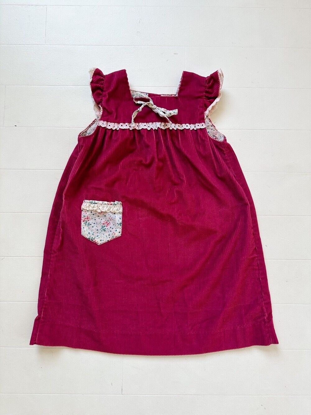 Vintage 1960 Health-Tex Toddler Corduroy Dress Pink 6X